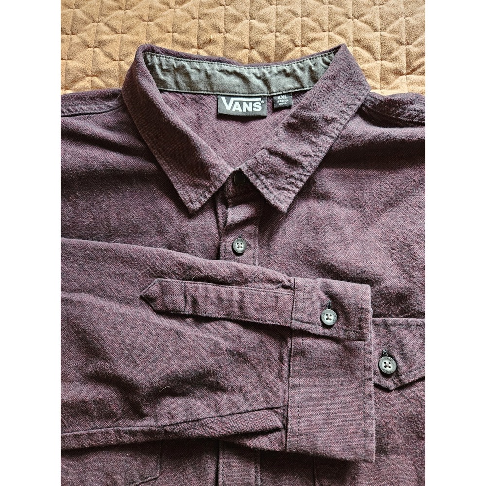 NWOT Van's Men's Purple 100% Cotton Long Sleeve Pockets Button Down Shirt, XXL